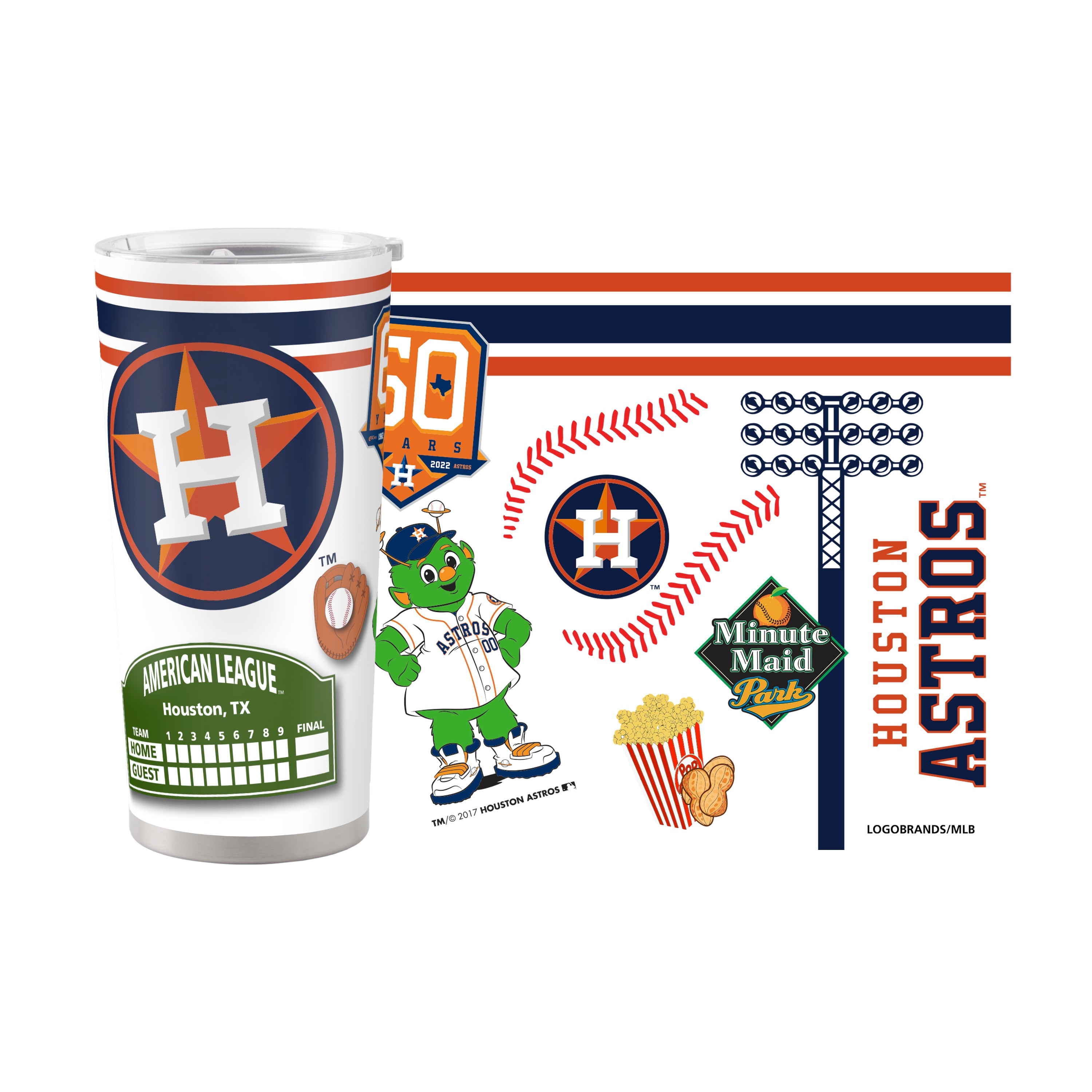 Houston Astros 20oz Native Stainless Steel Tumbler - Sports Gifts, Sports Memorabilia, Sports Collectibles, Fan Shop