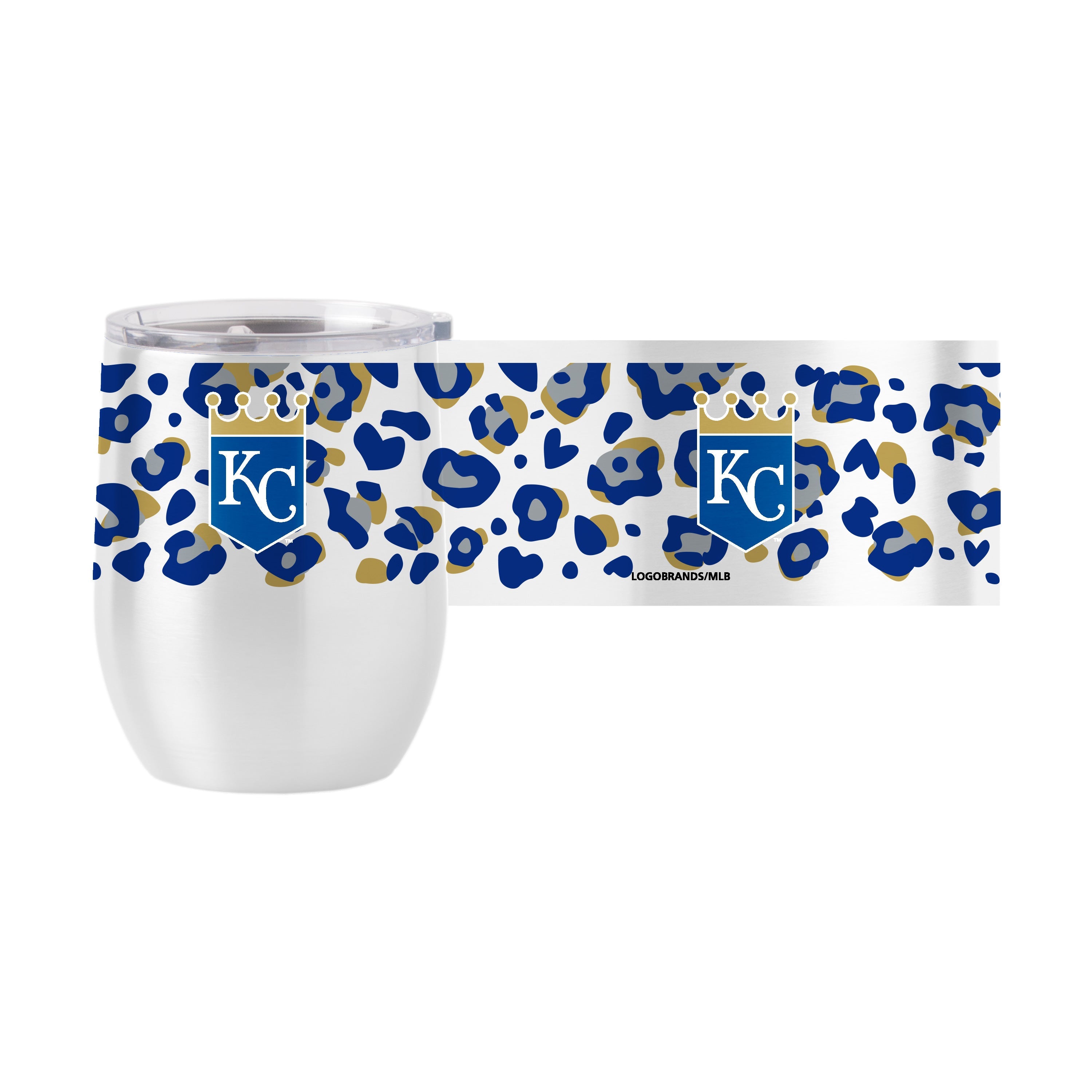 Kansas City Royals 16oz Leopard Stainless Curved Beverage - Sports Gifts, Sports Memorabilia, Sports Collectibles, Fan Shop