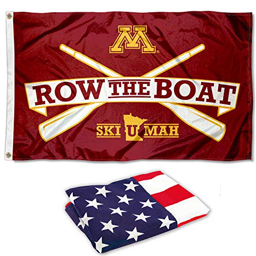 College Flags & Banners Co. Minnesota Gophers Row The Boat Ski U Mah Flag and USA 3x5 Set - Sports Collectibles, Sports Memorabilia, Sports Fan Shop, Sports Gifts