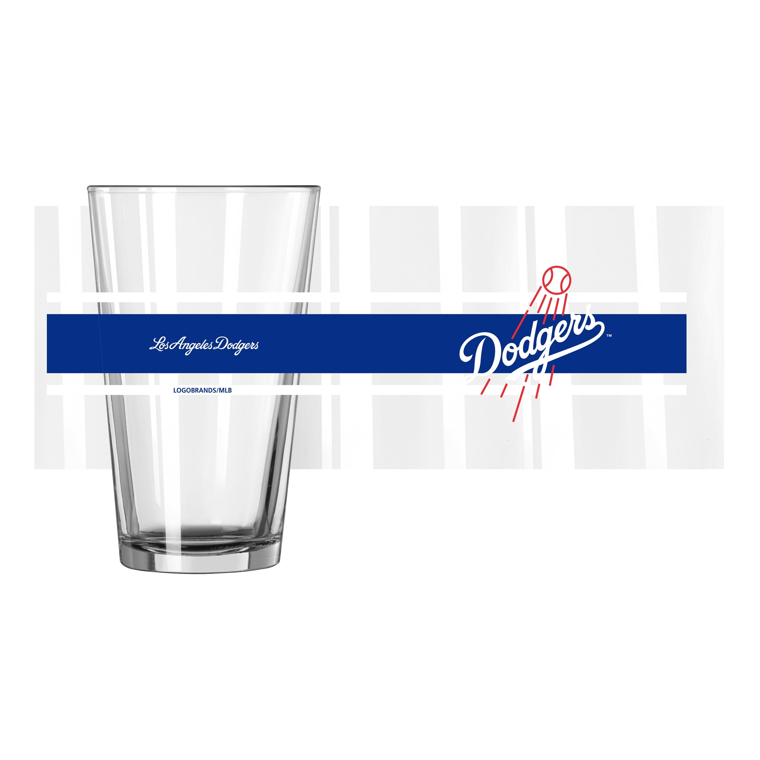Los Angeles Dodgers 16oz Stripe Pint Glass - Sports Gifts, Sports Memorabilia, Sports Collectibles, Fan Shop