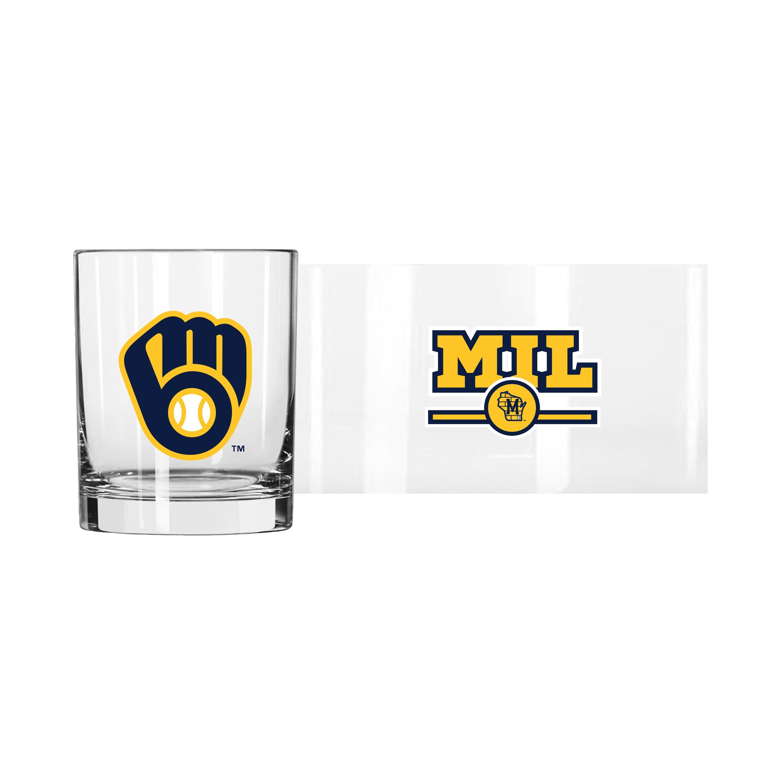 Milwaukee Brewers 14oz Letterman Rocks Glass - Sports Gifts, Sports Memorabilia, Sports Collectibles, Fan Shop