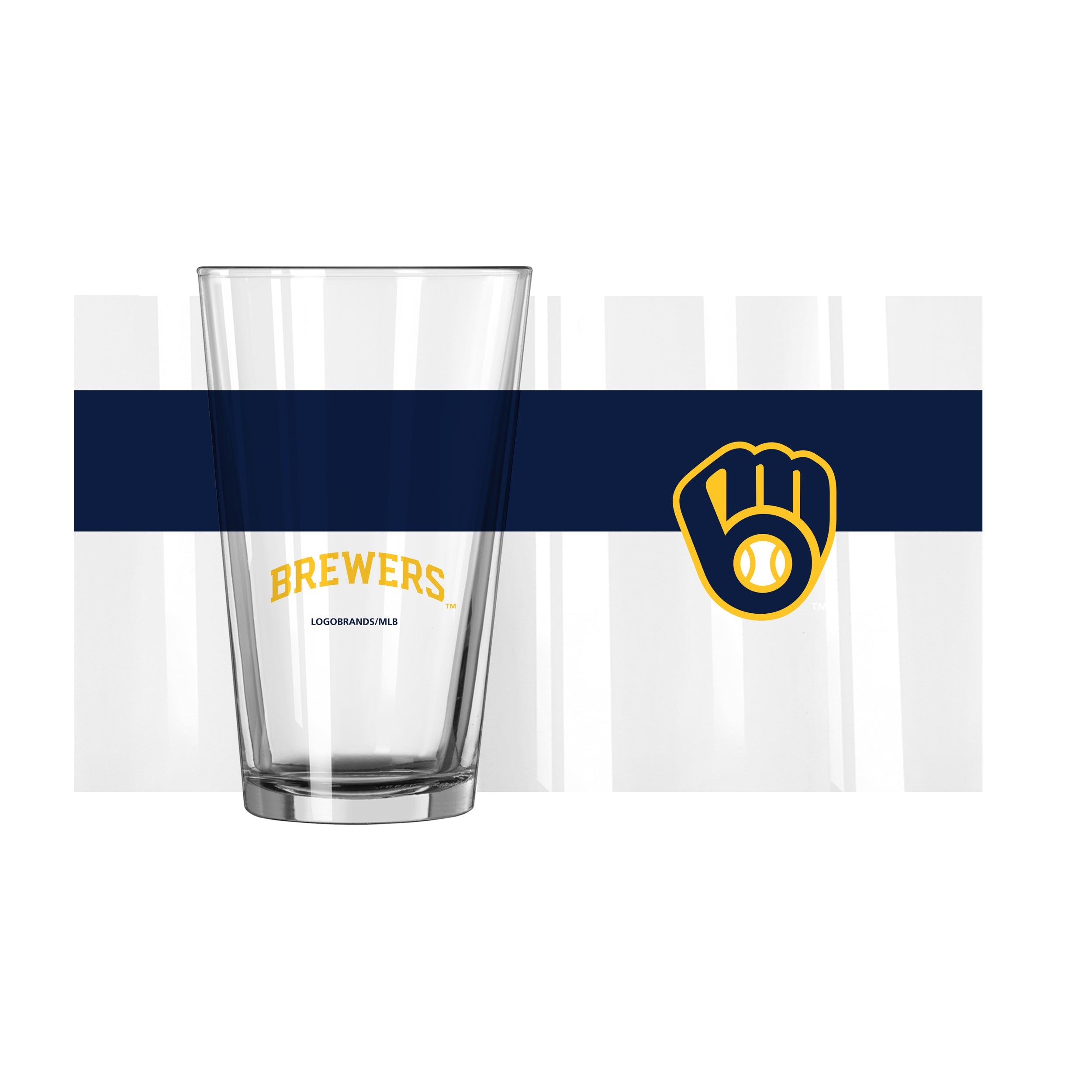 Milwaukee Brewers 16oz Colorblock Pint Glass - Sports Gifts, Sports Memorabilia, Sports Collectibles, Fan Shop