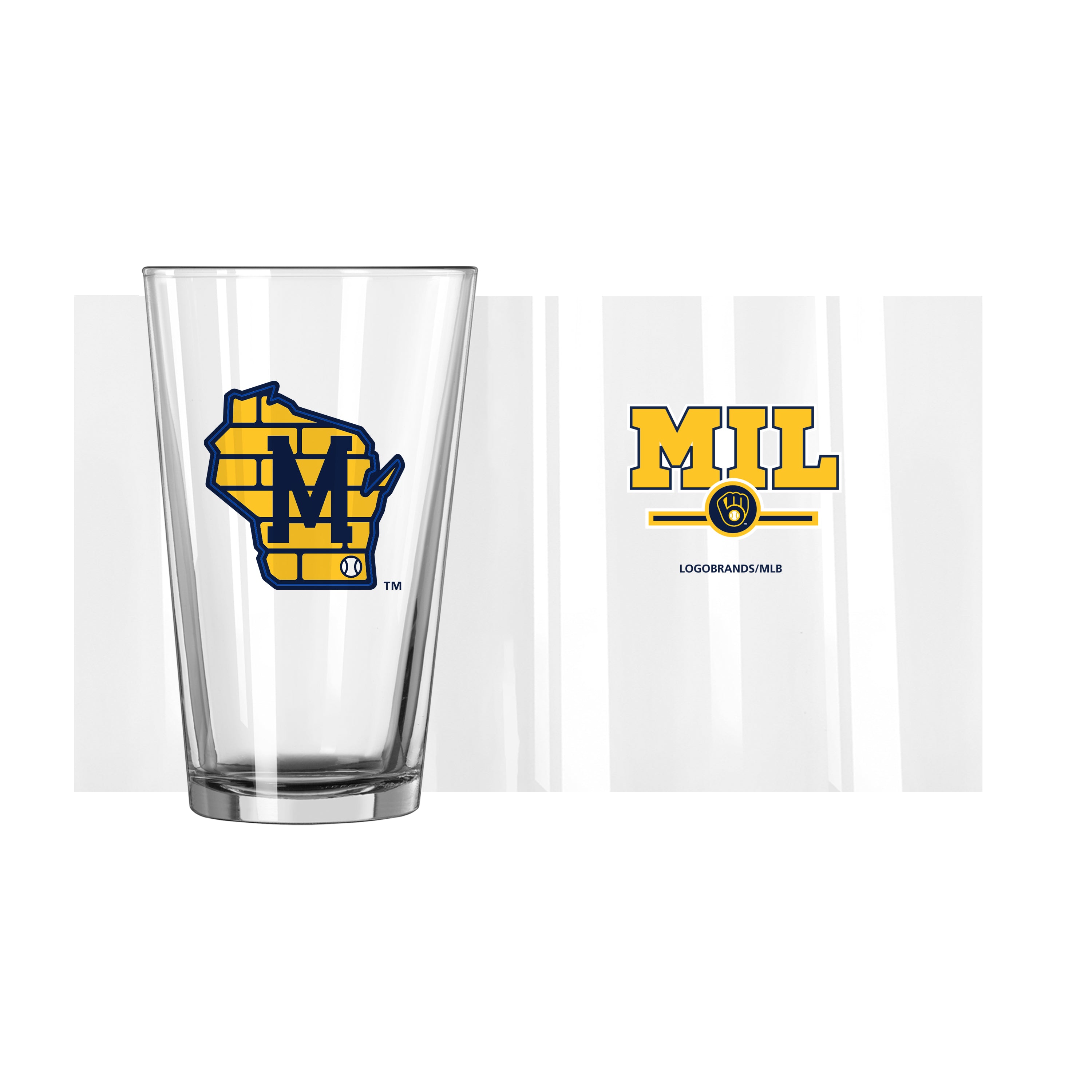 Milwaukee Brewers 16oz Letterman Pint Glass - Sports Gifts, Sports Memorabilia, Sports Collectibles, Fan Shop