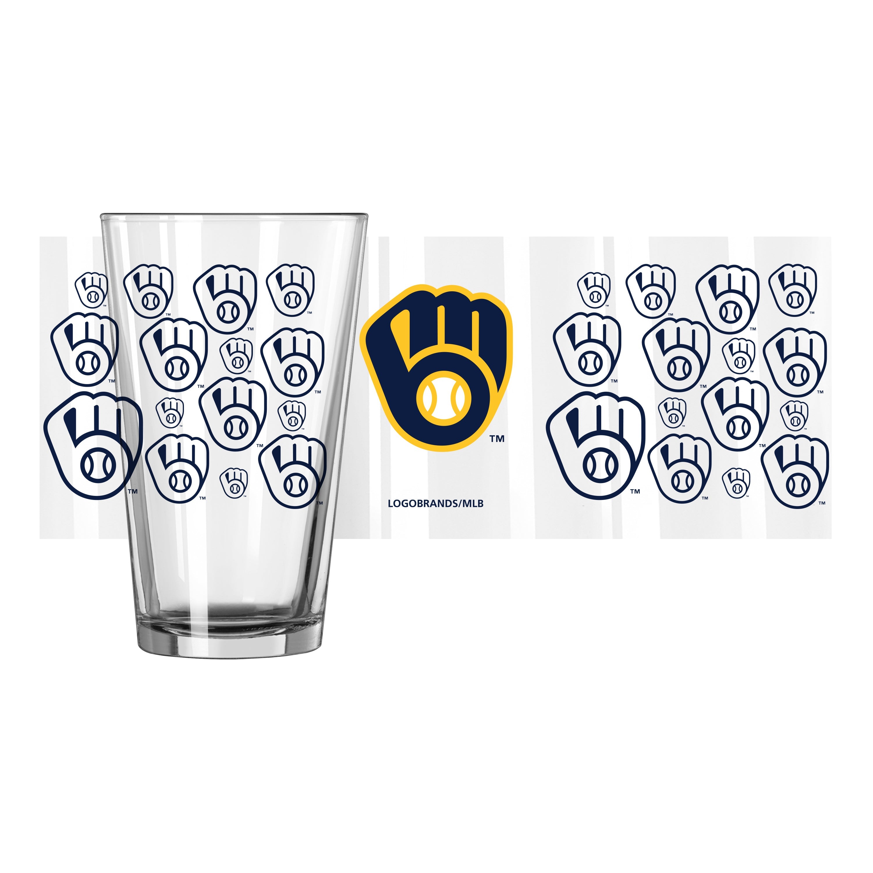 Milwaukee Brewers 16oz Scatter Pint Glass - Sports Gifts, Sports Memorabilia, Sports Collectibles, Fan Shop