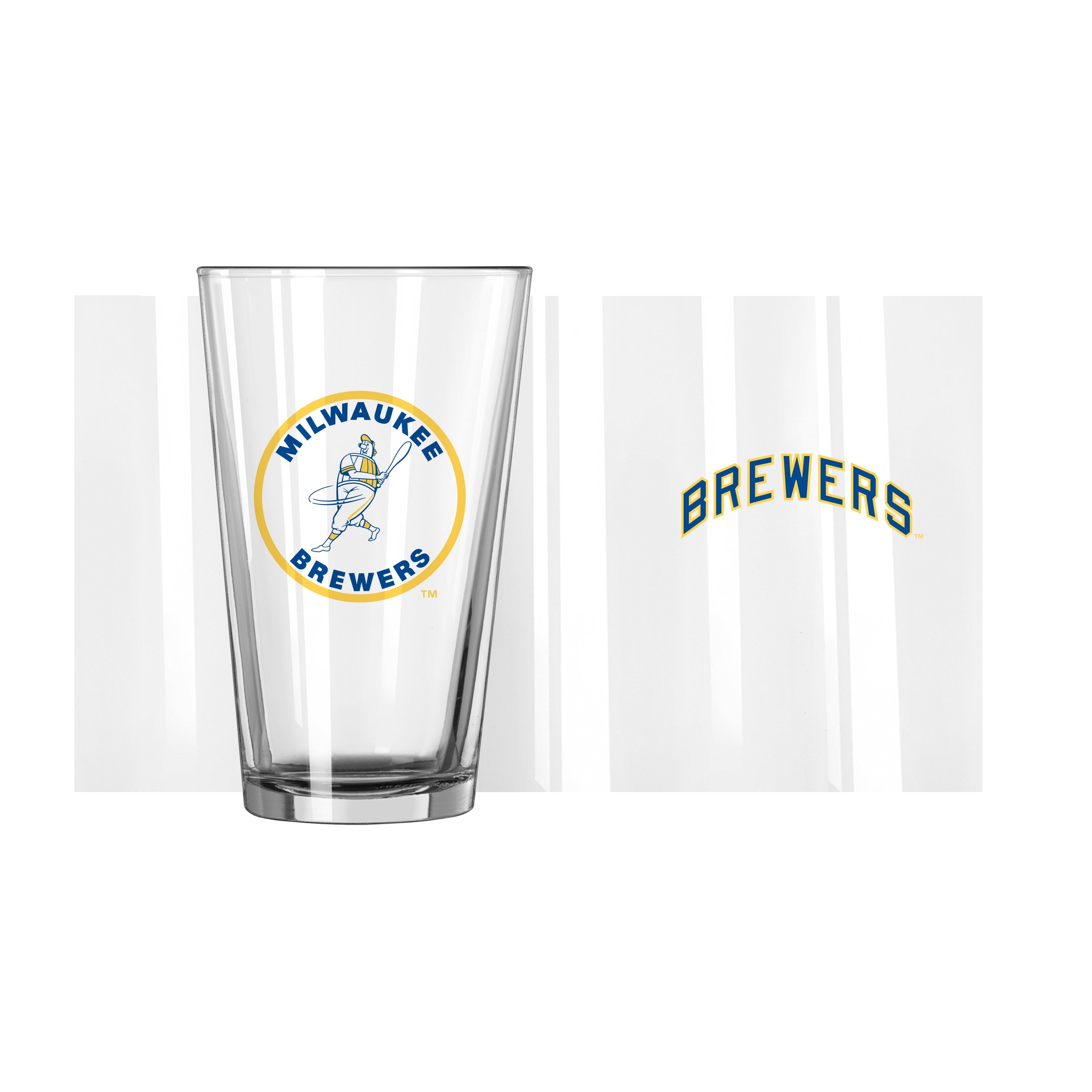 Milwaukee Brewers 16oz Retro Pint Glass - Sports Gifts, Sports Memorabilia, Sports Collectibles, Fan Shop