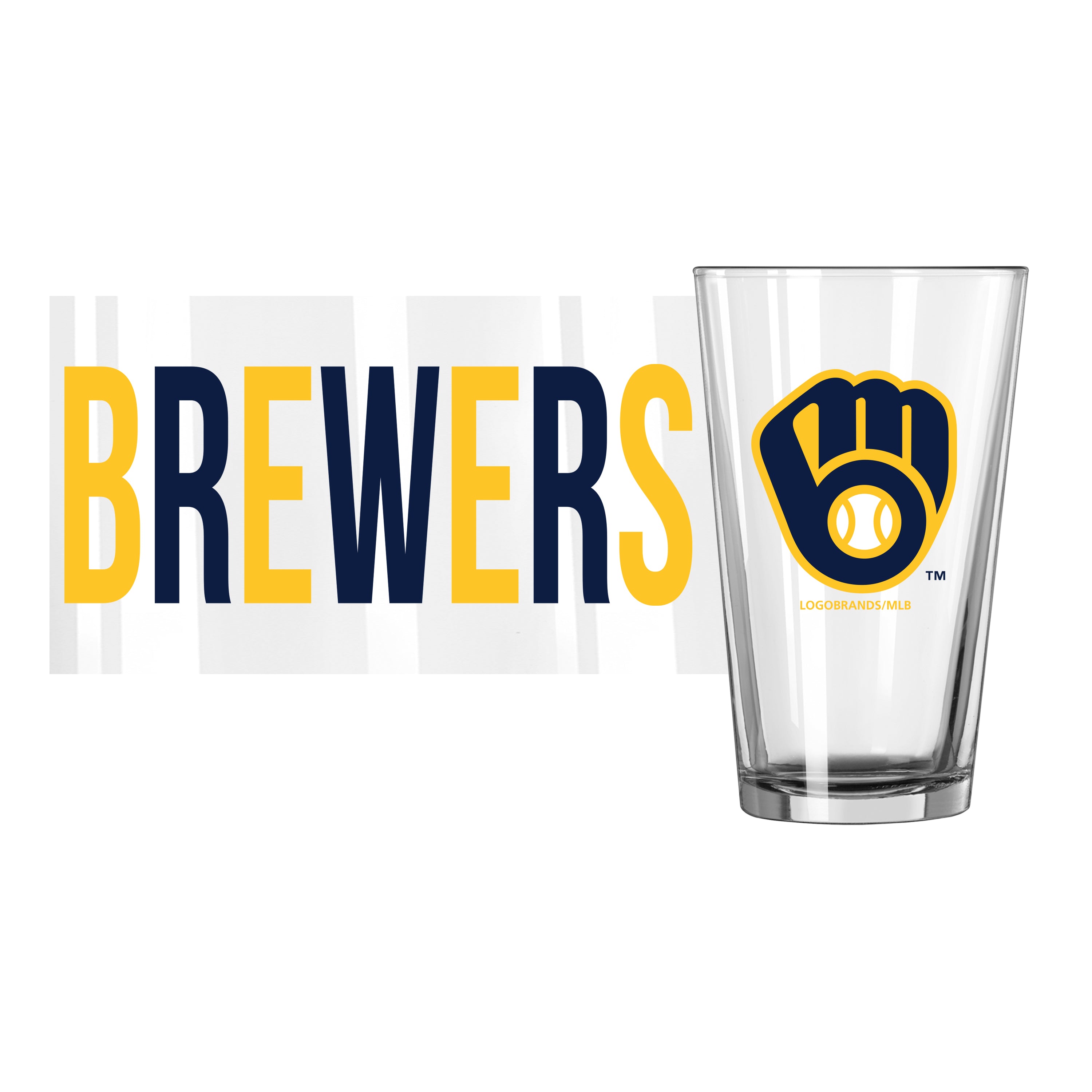 Milwaukee Brewers 16oz Overtime Pint Glass - Sports Gifts, Sports Memorabilia, Sports Collectibles, Fan Shop