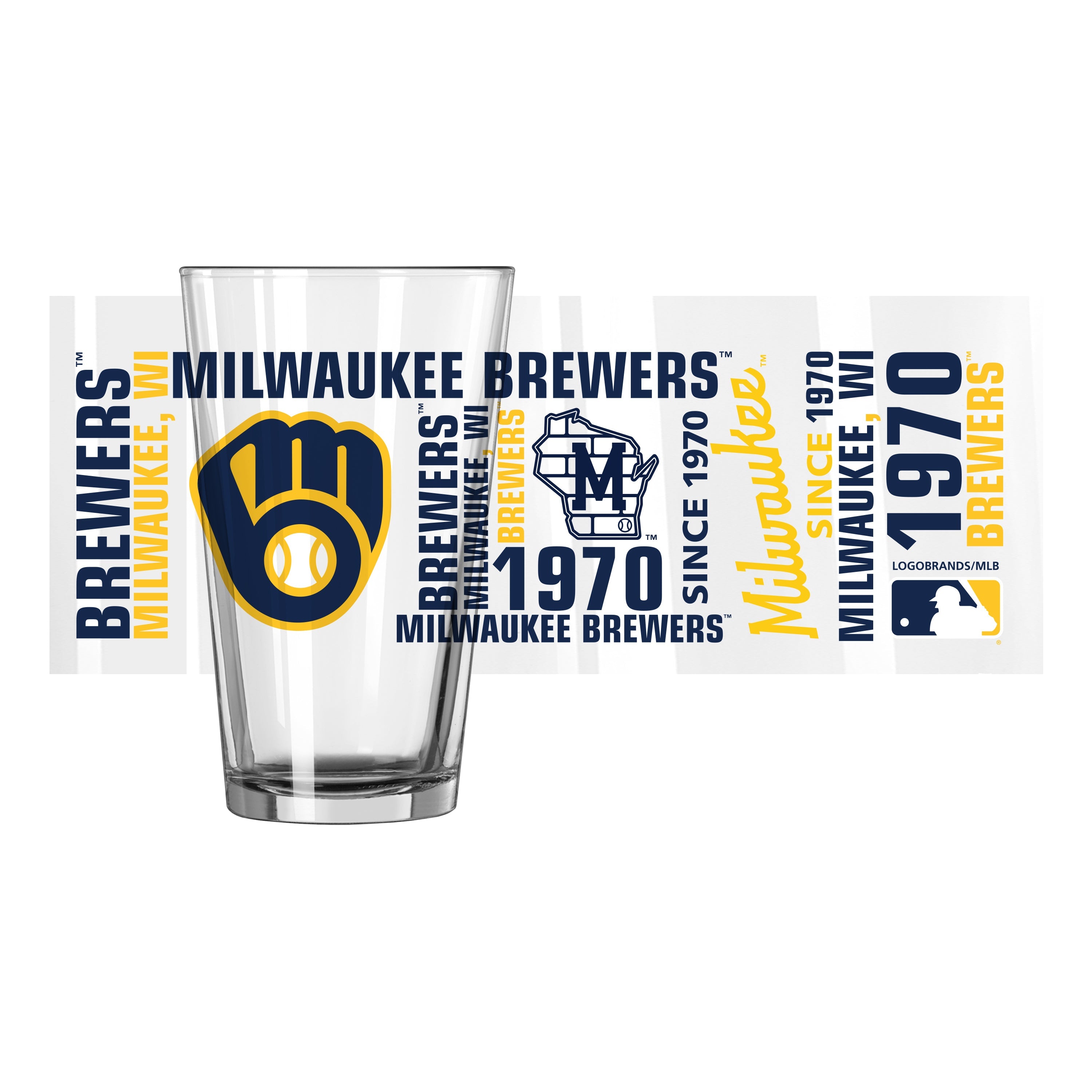 Milwaukee Brewers 16oz Spirit Pint Glass - Sports Gifts, Sports Memorabilia, Sports Collectibles, Fan Shop