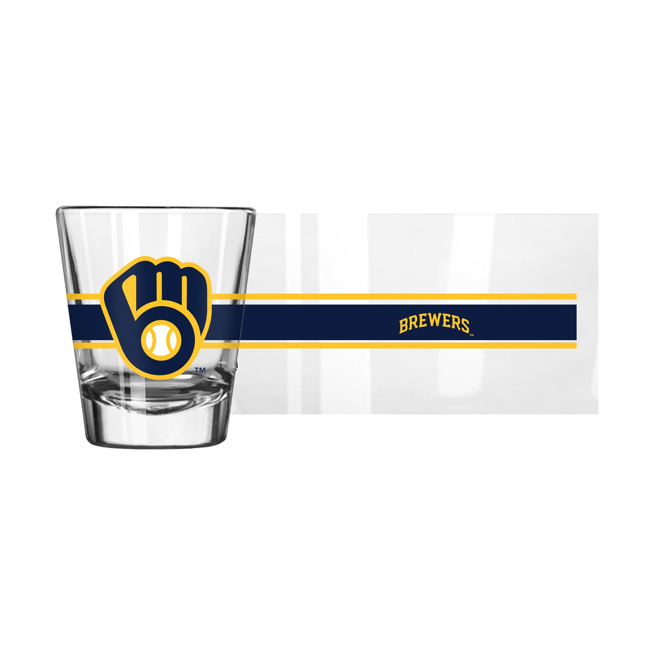 Milwaukee Brewers 2oz Stripe Shot Glass - Sports Gifts, Sports Memorabilia, Sports Collectibles, Fan Shop