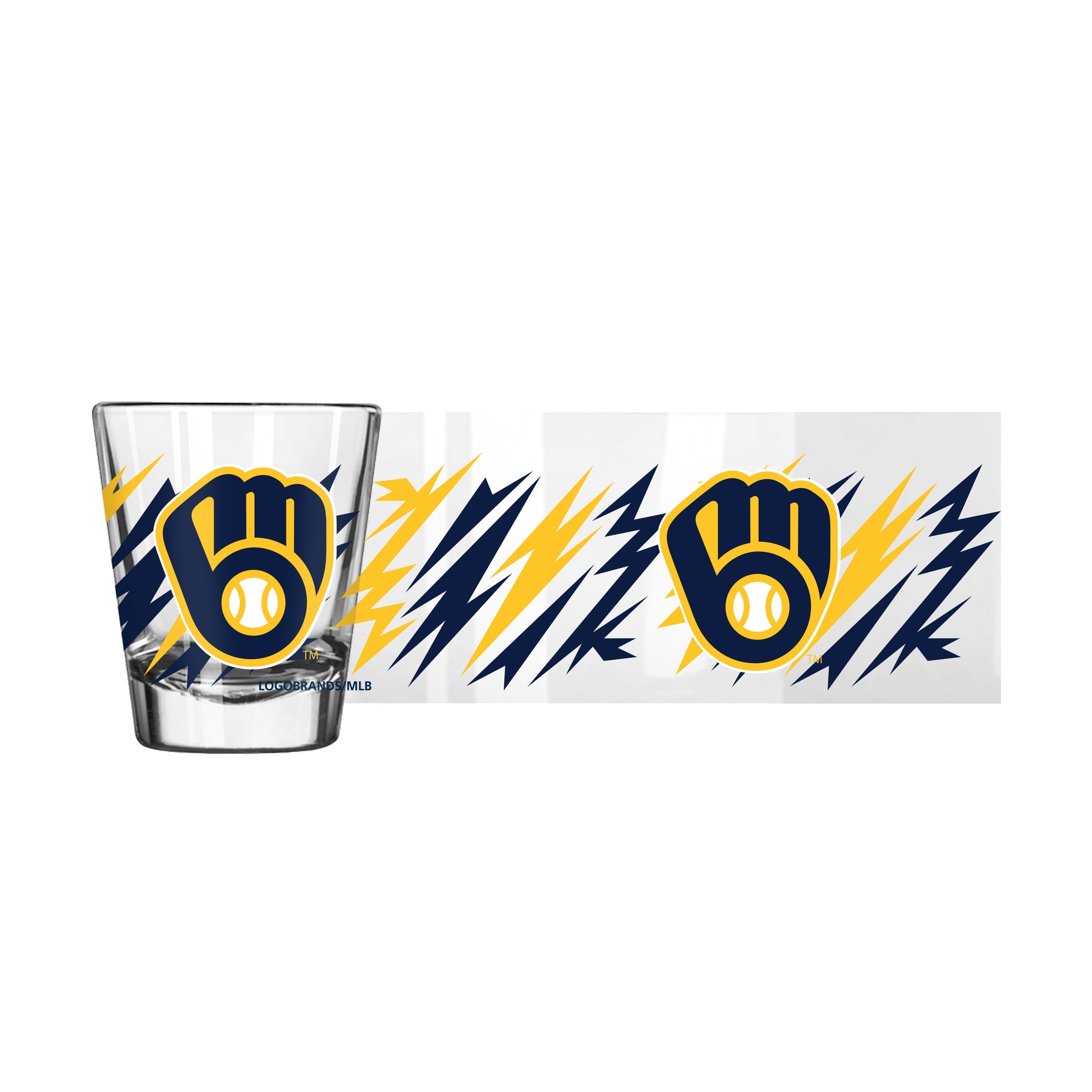 Milwaukee Brewers 2oz Zig Zag Shot Glass - Sports Gifts, Sports Memorabilia, Sports Collectibles, Fan Shop