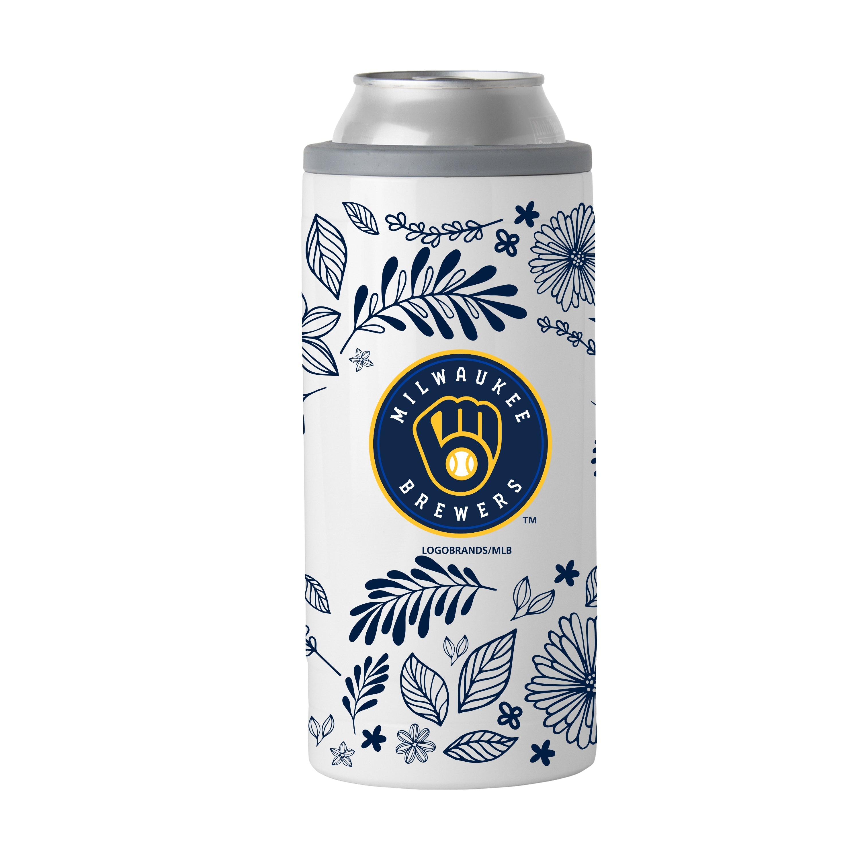 Milwaukee Brewers 12oz Botanical Slim Can Coolie - Sports Gifts, Sports Memorabilia, Sports Collectibles, Fan Shop
