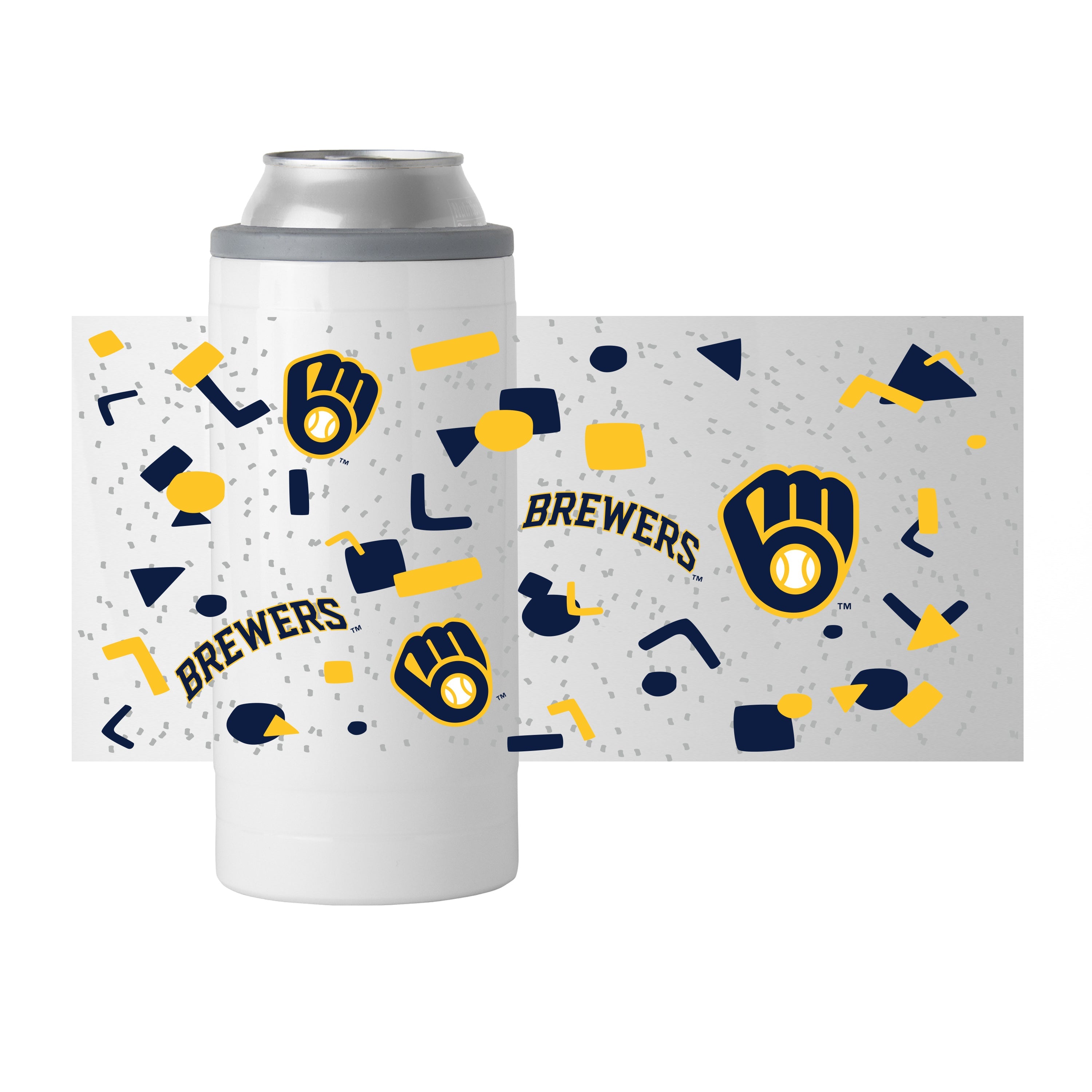 Milwaukee Brewers 12oz Flashback Slim Can Coolie - Sports Gifts, Sports Memorabilia, Sports Collectibles, Fan Shop
