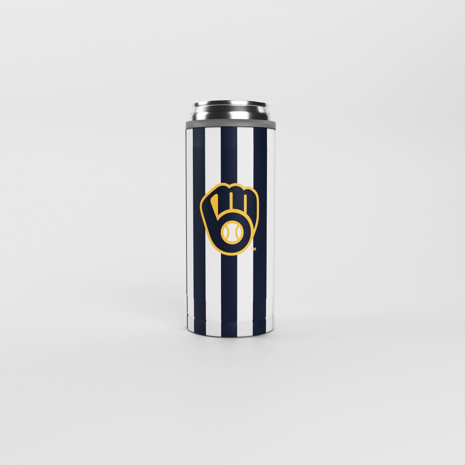 Milwaukee Brewers 12oz Striped Powdercoat SlimCan Coolie