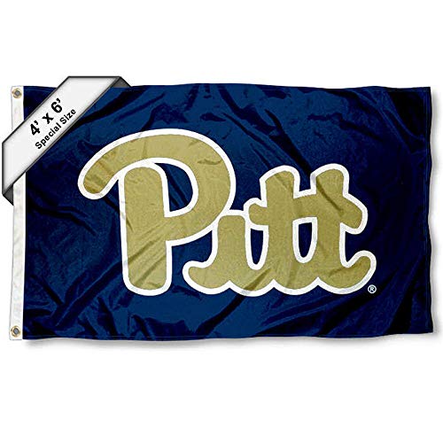 College Flags & Banners Co. Pitt Panthers 4 ft x 6 ft Script Pitt Flag - Sports Collectibles, Sports Memorabilia, Sports Fan Shop, Sports Gifts