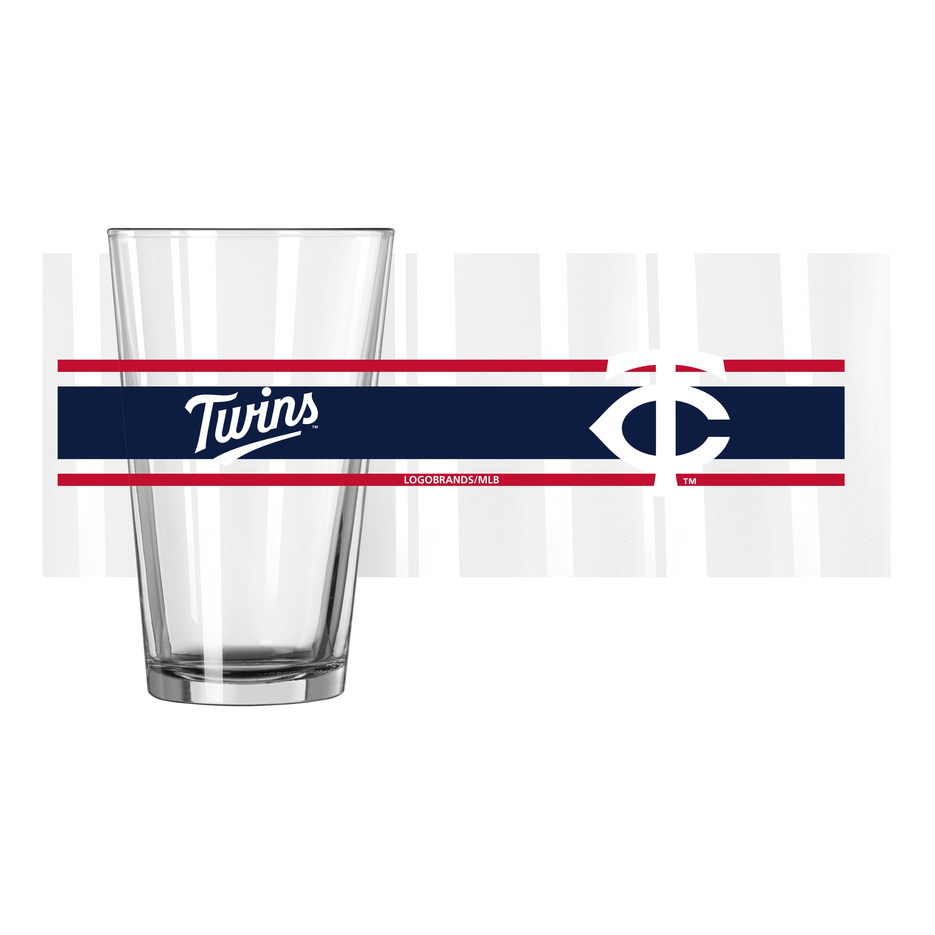 Minnesota Twins 16oz Stripe Pint Glass - Sports Gifts, Sports Memorabilia, Sports Collectibles, Fan Shop
