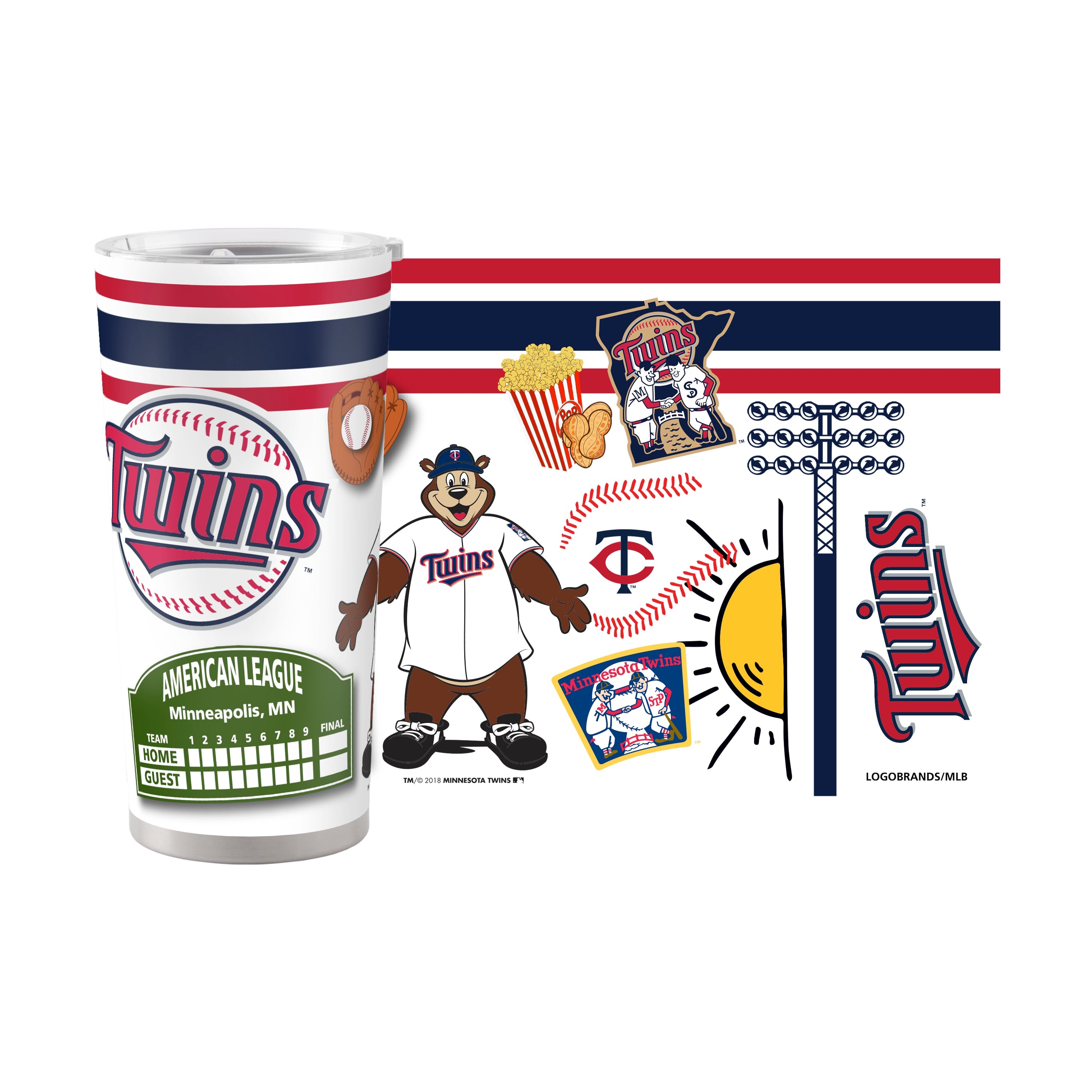 Minnesota Twins 20oz Native Stainless Steel Tumbler - Sports Gifts, Sports Memorabilia, Sports Collectibles, Fan Shop