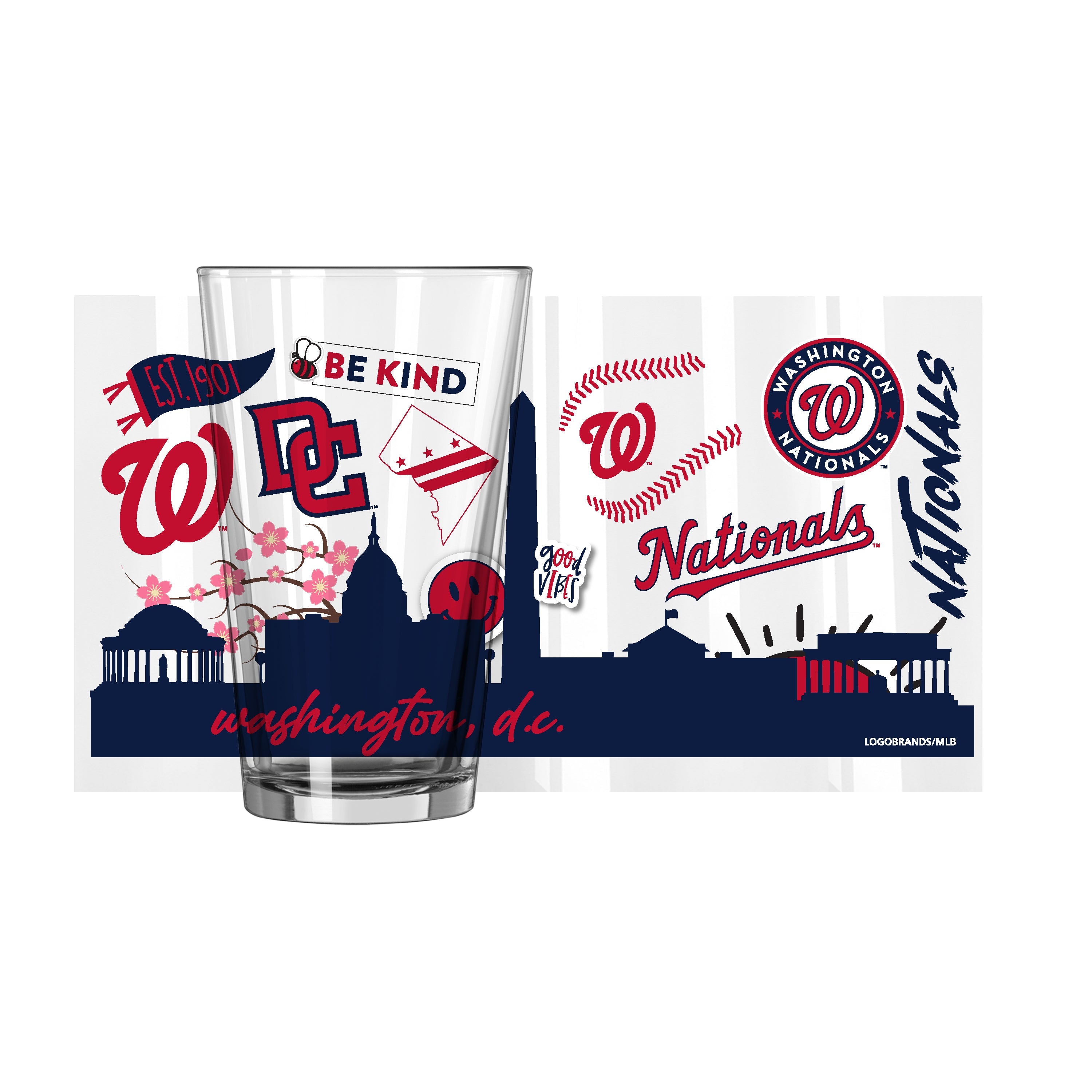 Washington Nationals 16oz Native Pint Glass - Sports Gifts, Sports Memorabilia, Sports Collectibles, Fan Shop