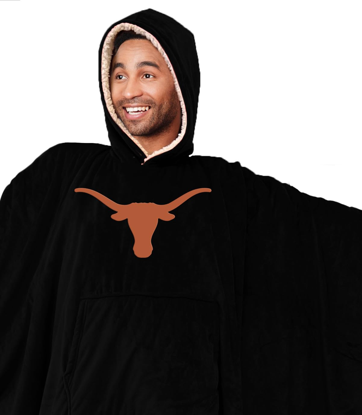 Pegasus Sports NCAA Texas Longhorns Team Color Bloncho w/Logo Patch & Sherpa - Sports Gifts, Sports Memorabilia, Sports Collectibles, Fan Shop