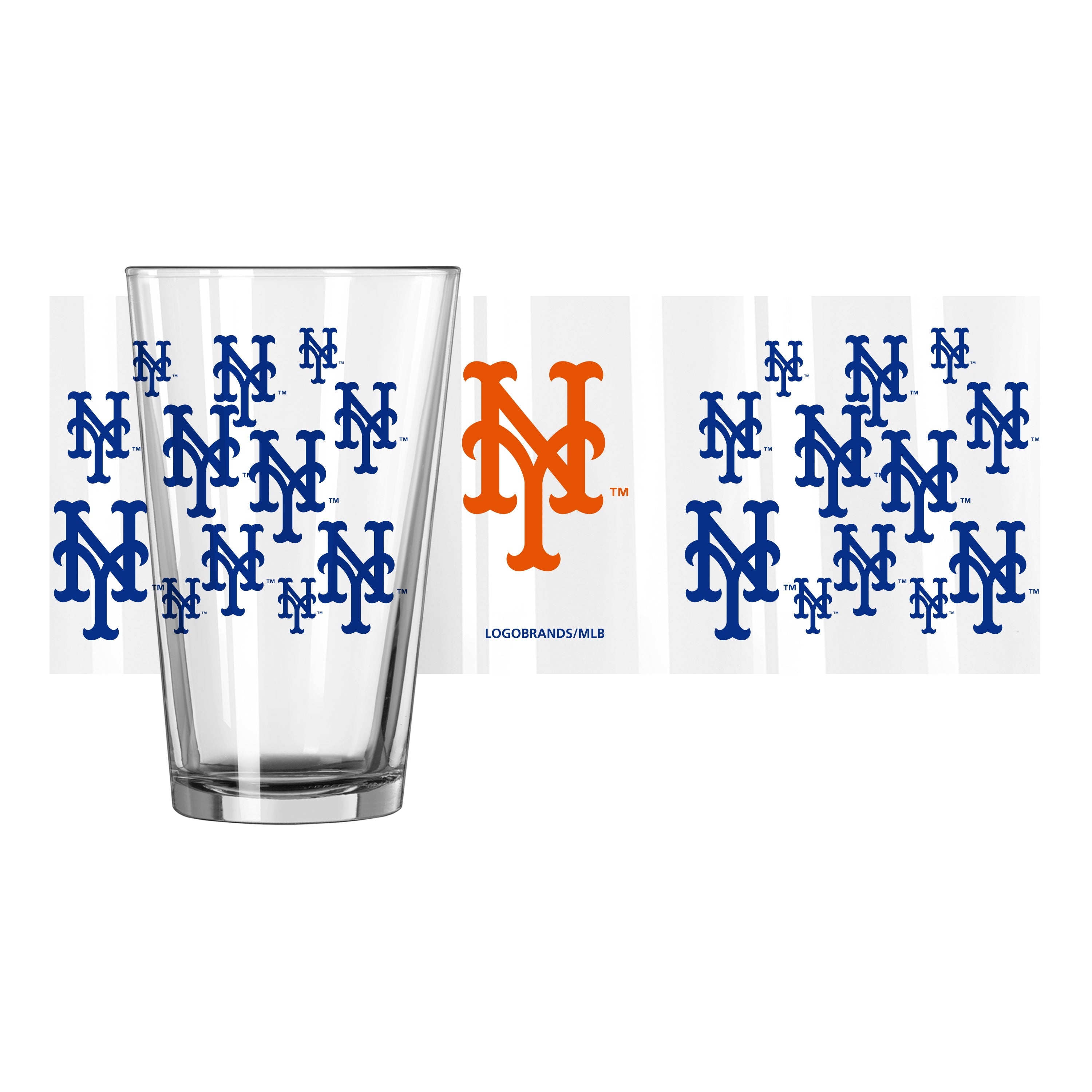 New York Mets 16oz Scatter Pint Glass - Sports Gifts, Sports Memorabilia, Sports Collectibles, Fan Shop