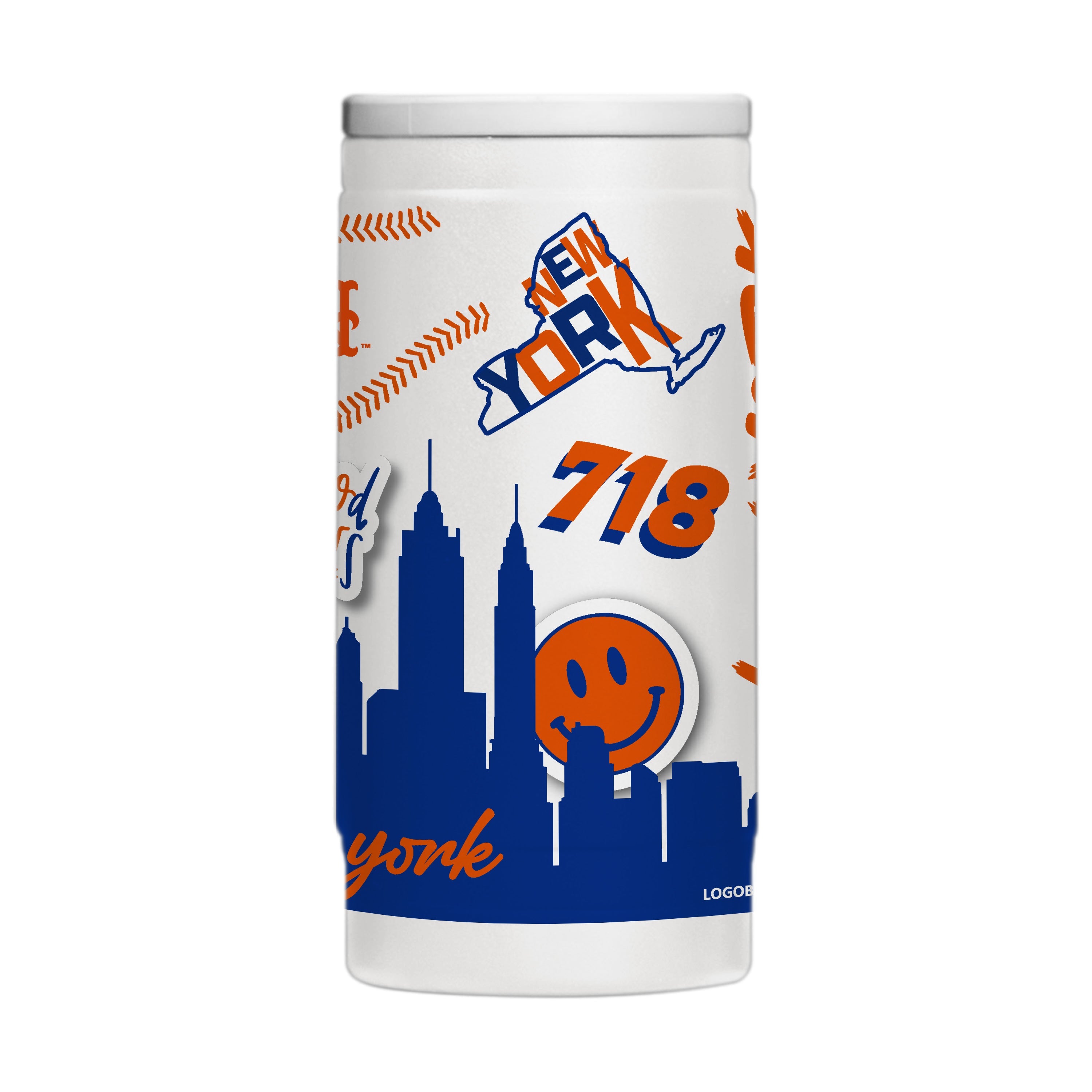 New York Mets 12oz Native Powder Coat Slim Can Coolie - Sports Gifts, Sports Memorabilia, Sports Collectibles, Fan Shop