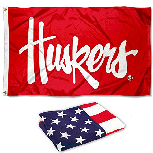College Flags & Banners Co. Nebraska Huskers Script Huskers Flag and USA 3x5 Flag Set - Sports Collectibles, Sports Memorabilia, Sports Fan Shop, Sports Gifts