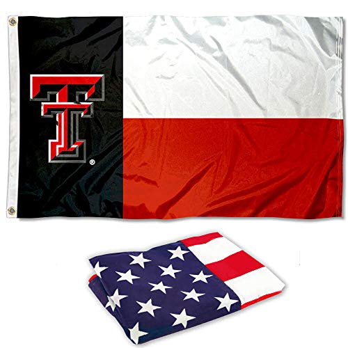 College Flags & Banners Co. Texas Tech University State and USA Flag 3x5 Set - Sports Collectibles, Sports Memorabilia, Sports Fan Shop, Sports Gifts