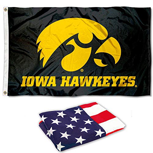 College Flags & Banners Co. University of Iowa Hawkeyes and USA Flag 3x5 Set - Sports Collectibles, Sports Memorabilia, Sports Fan Shop, Sports Gifts