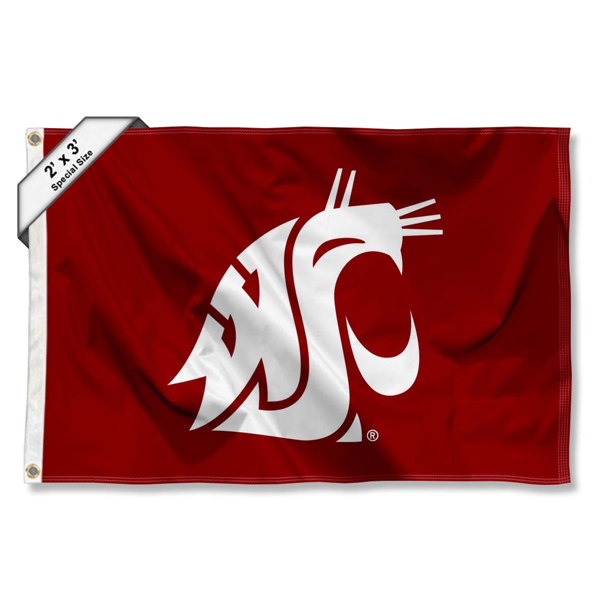 College Flags & Banners Co. Washington State Cougars Small 2x3 Foot Flag - Sports Collectibles, Sports Memorabilia, Sports Fan Shop, Sports Gifts