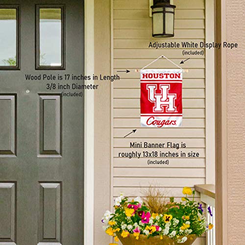 College Flags & Banners Co. Houston Cougars Window Wall Banner Hanging Flag with Suction Cup - Sports Collectibles, Sports Memorabilia, Sports Fan Shop, Sports Gifts