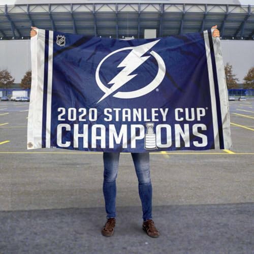 WinCraft Tampa Bay Lightning 2020 Champions Outdoor Flag 3x5 Banner - Sports Collectibles, Sports Memorabilia, Sports Fan Shop, Sports Gifts