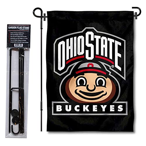 College Flags & Banners Co. Ohio State Buckeyes Mascot Brutus Garden Flag and Pole Holder Set - Sports Collectibles, Sports Memorabilia, Sports Fan Shop, Sports Gifts