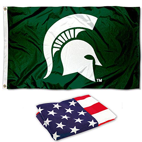 College Flags & Banners Co. Michigan State University Spartan and USA Flag 3x5 Set - Sports Collectibles, Sports Memorabilia, Sports Fan Shop, Sports Gifts