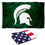 College Flags & Banners Co. Michigan State University Spartan and USA Flag 3x5 Set - Sports Collectibles, Sports Memorabilia, Sports Fan Shop, Sports Gifts
