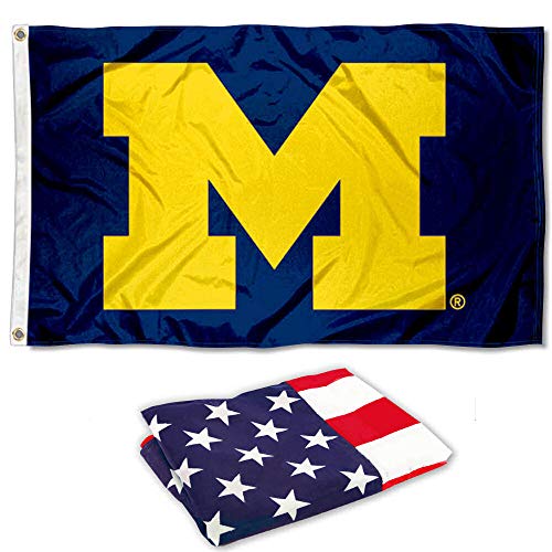 College Flags & Banners Co. University of Michigan Block M and USA Flag 3x5 Set - Sports Collectibles, Sports Memorabilia, Sports Fan Shop, Sports Gifts