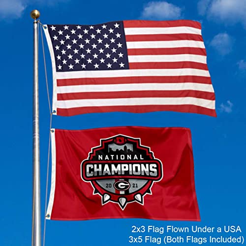 Georgia Bulldogs College Football Champions 2x3 Foot Flag and USA 3x5 Flag Set - Sports Collectibles, Sports Memorabilia, Sports Fan Shop, Sports Gifts