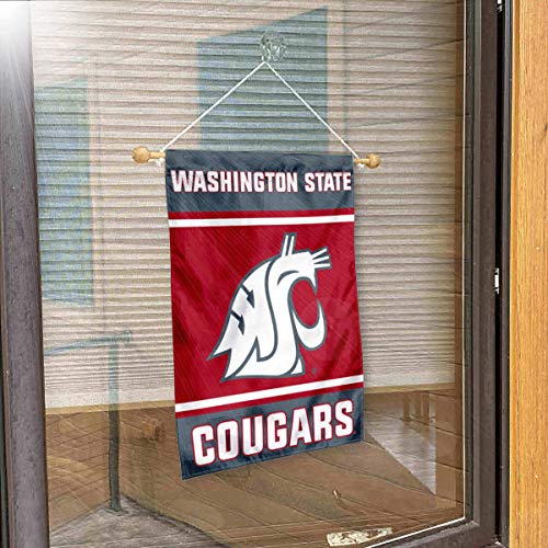 College Flags & Banners Co. Washington State Cougars Window Wall Banner Hanging Flag with Suction Cup - Sports Collectibles, Sports Memorabilia, Sports Fan Shop, Sports Gifts
