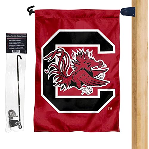 College Flags & Banners Co. University of South Carolina Garden Flag and Mailbox Post Pole Mount Holder Set - Sports Collectibles, Sports Memorabilia, Sports Fan Shop, Sports Gifts