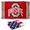College Flags & Banners Co. Ohio State Buckeyes Jersey Stripes and USA Flag 3x5 Set - Sports Collectibles, Sports Memorabilia, Sports Fan Shop, Sports Gifts