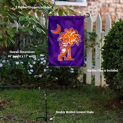 College Flags & Banners Co. Clemson Tiger and Palmetto Garden Banner and Flag Stand Pole Holder Set - Sports Collectibles, Sports Memorabilia, Sports Fan Shop, Sports Gifts