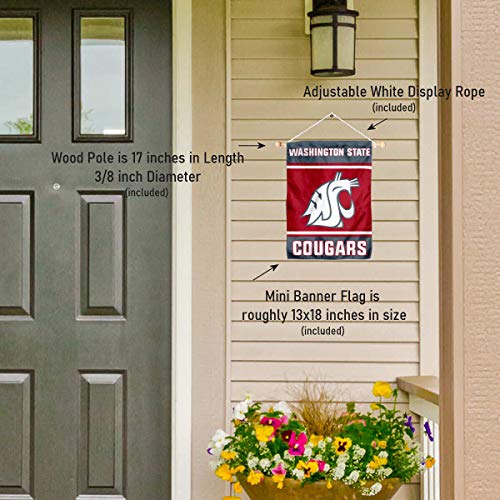College Flags & Banners Co. Washington State Cougars Window Wall Banner Hanging Flag with Suction Cup - Sports Collectibles, Sports Memorabilia, Sports Fan Shop, Sports Gifts