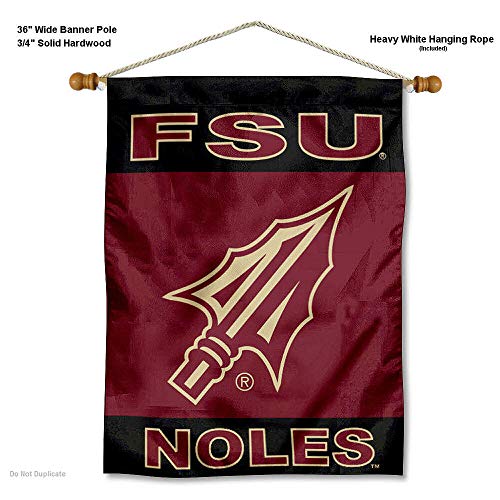 College Flags & Banners Co. Florida State Seminoles Spearhead Double Sided House Flag and Wood Banner Pole Set - Sports Collectibles, Sports Memorabilia, Sports Fan Shop, Sports Gifts