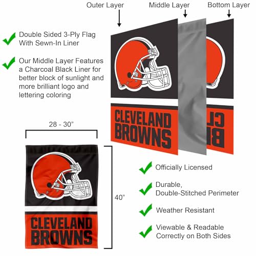 WinCraft Cleveland Browns New Logo Double Sided Banner Flag - Sports Collectibles, Sports Memorabilia, Sports Fan Shop, Sports Gifts