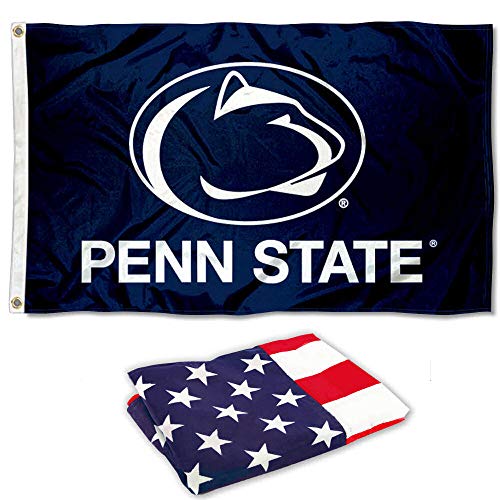 College Flags & Banners Co. Penn State University Blue and USA Flag 3x5 Set - Sports Collectibles, Sports Memorabilia, Sports Fan Shop, Sports Gifts