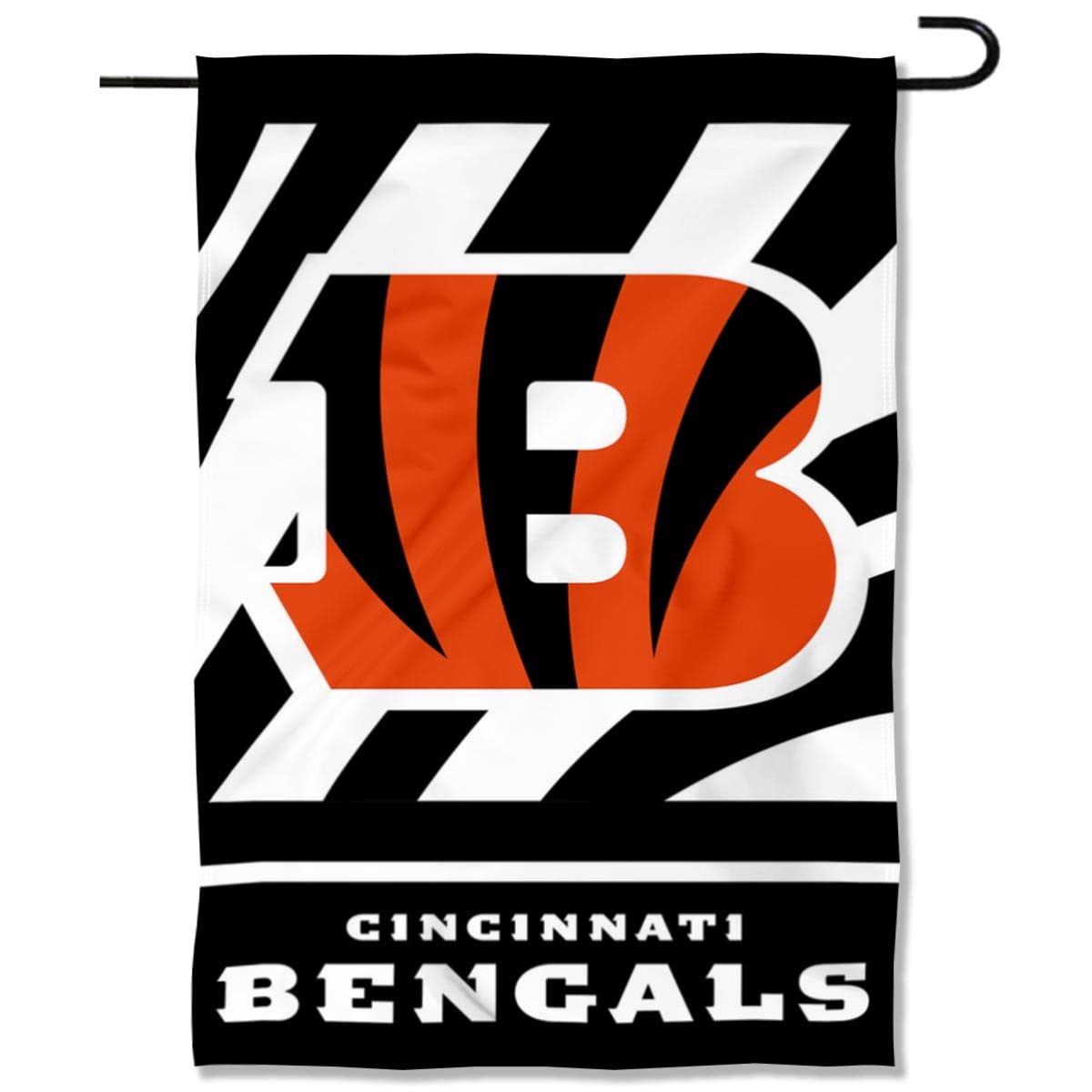 Cincinnati Bengals White Stripes Garden Flag Double Sided Banner - Sports Collectibles, Sports Memorabilia, Sports Fan Shop, Sports Gifts