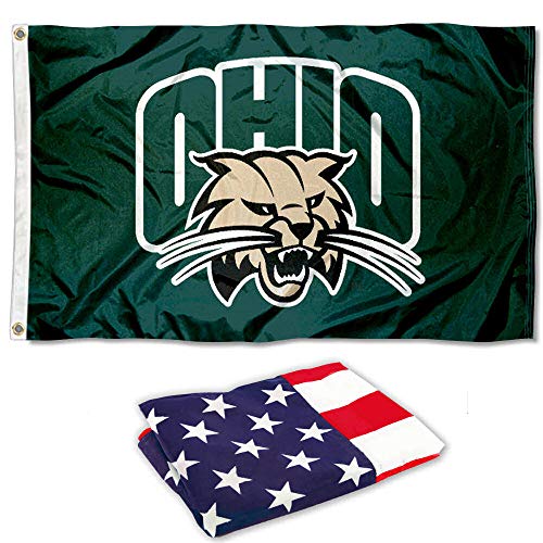 College Flags & Banners Co. Ohio University Flag and USA 3x5 Flag Set - Sports Collectibles, Sports Memorabilia, Sports Fan Shop, Sports Gifts
