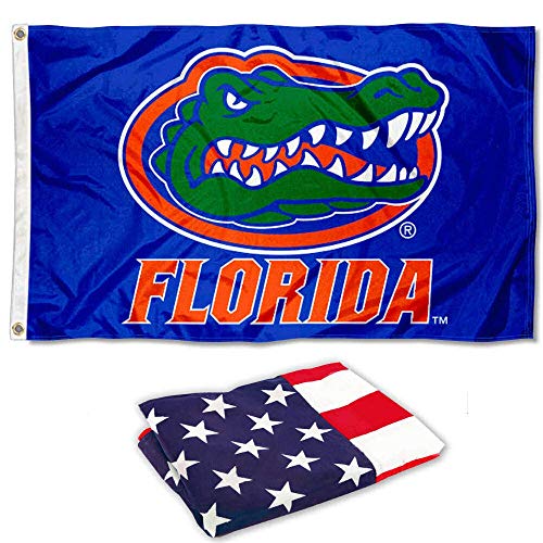 College Flags & Banners Co. Florida Gators Blue Flag and USA 3x5 Flag Set - Sports Collectibles, Sports Memorabilia, Sports Fan Shop, Sports Gifts