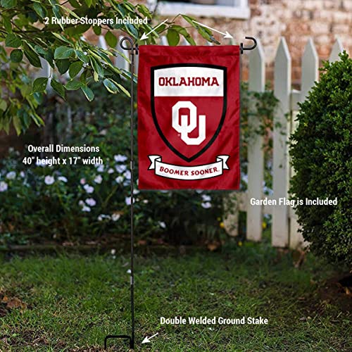 College Flags & Banners Co. OU Sooners Shield Garden Flag and Flag Stand Pole Holder Set - Sports Collectibles, Sports Memorabilia, Sports Fan Shop, Sports Gifts