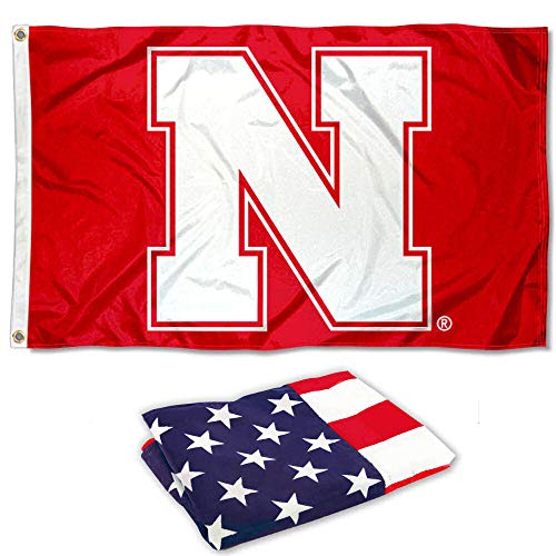College Flags & Banners Co. Nebraska Cornhuskers N Logo and USA Flag 3x5 Set - Sports Collectibles, Sports Memorabilia, Sports Fan Shop, Sports Gifts