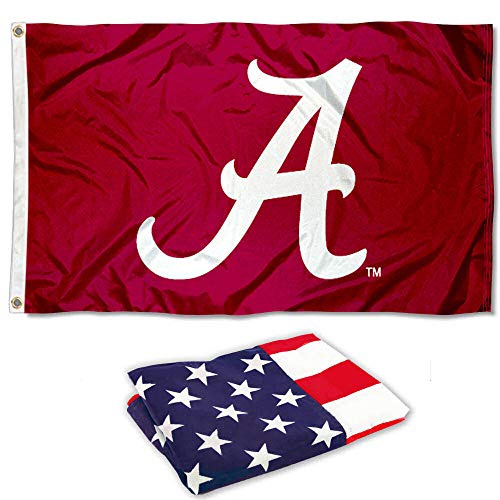 College Flags & Banners Co. University of Alabama Polyester and USA Flag 3x5 Set - Sports Collectibles, Sports Memorabilia, Sports Fan Shop, Sports Gifts
