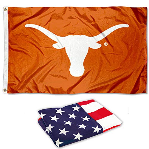College Flags & Banners Co. University of Texas Bevo and USA Flag 3x5 Set - Sports Collectibles, Sports Memorabilia, Sports Fan Shop, Sports Gifts