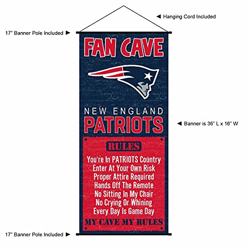 WinCraft New England Patriots Man Cave Fan Banner Wall Door Scroll - Sports Collectibles, Sports Memorabilia, Sports Fan Shop, Sports Gifts